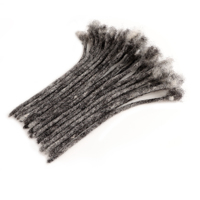 AHVAST Dreads 100% faits à la main au crochet, dreadlocks en cheveux humains 0.4/0.6/0.8cm, gris sel et poivre, extensions de dreadlocks afro crépues en vrac