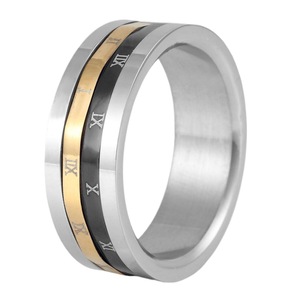 yunnique <b>Titanium</b> Steel <b>Ring</b> Roman Numeral Rotating Men's Fashion Jewelry Steel Color Geometric Design Gift - Product Image 5