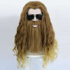 Peluca de Halloween de los Vengadores, Barba y Cabello de Thor, Conjunto de Cosplay Estilo Cavernícola, Gorro Pequeño Resistente al Calor con Cabello Rubio Largo - Product Image 1