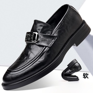 <span class=keywords><strong>Mocasines</strong></span> de vestir formales de corte alto, tallas 38-44, de cuero vacuno de dos capas, con suela de EVA y goma, negros, ligeros, con punta, sin cordones, para hombre, ideales para bodas indias. - Product Image 2
