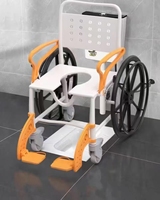 Kursi Roda Mandi 5-in-1 XiuDa DA-8088B, Mudah Dibongkar, Sandaran Tangan Dapat Dilipat, Roda Solid 24 inci