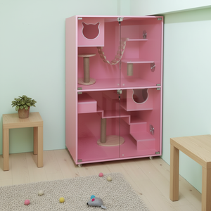 บ้านแมวหรูหราสำหรับใช้ภายในและภายนอกอาคาร พร้อมเฟอร์นิเจอร์ ดีไซน์สำหรับแมวขนาดใหญ่ บ้านสัตว์เลี้ยง คอกแมว และระบบแคทเทียโร - Product Image 2