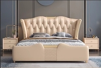 Lit King Size de luxe au design italien Offre Spéciale bois massif rembourrage souple rangement en cuir pour la maison hôtel moderne pour la chambre principale