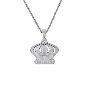 KING crown pendant, hip hop accessories cool <b>cross</b>-border copper inlaid zircon, King crown pendant <b>chain</b>. - Product Image 5