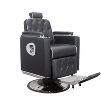 Chaise de coiffure moderne en cuir noir, réglable, avec cadre en acier, mobilier de salon, chaise de barbier, rotation à 360 degrés