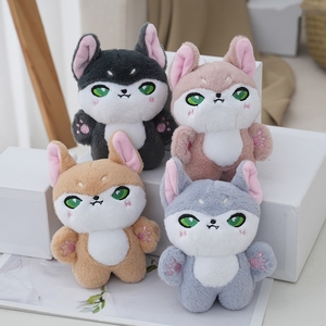 Peluches de renard et de loup de dessin animé, petites peluches animaux, poupées en peluche, porte-clés loup aux grands yeux, pendentifs pour sac à dos de filles, porte-clés loup en peluche - Product Image 2