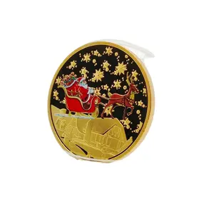 Santa Claus Đồng Xu Kỷ Niệm màu cứu trợ kỷ niệm Huy chương vàng nhỏ kim loại mạ đồng xu cho món quà giáng sinh