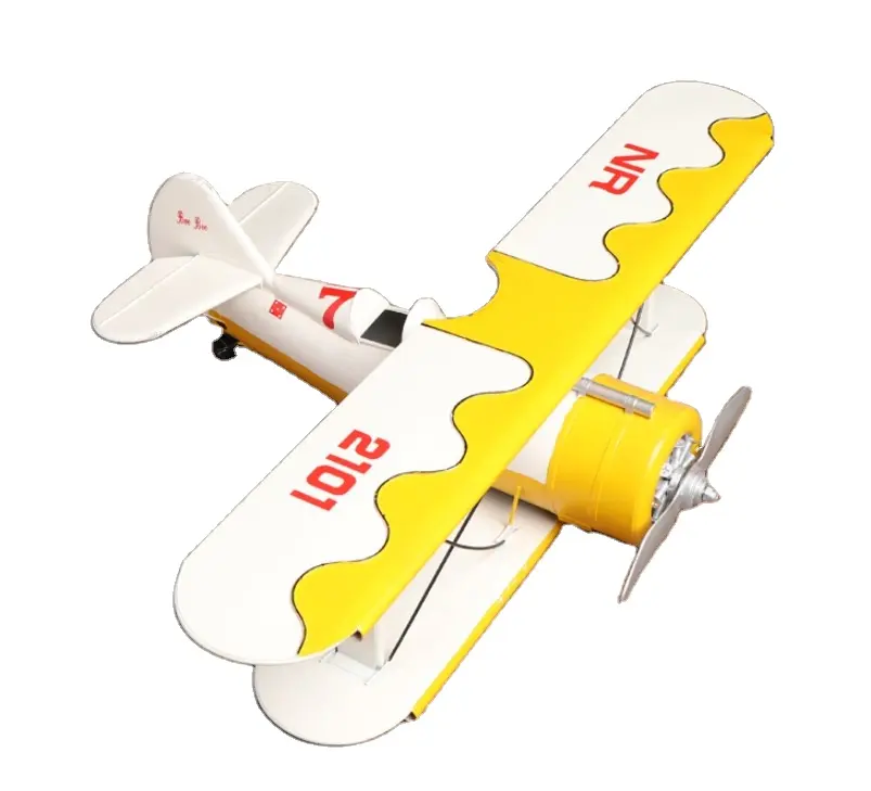 Modello di aeroplano Vintage artigianato in metallo aereo in ferro battuto per la seconda guerra mondiale aereo da combattimento a 2 strati modello Mockup puntelli fotografici