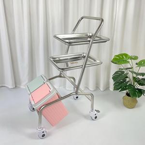 Chariot d'instruments chirurgicaux en acier inoxydable Shengyue, simple, double ou à quatre barres, détachable avec roues, chariot d'hôpital - Product Image 2