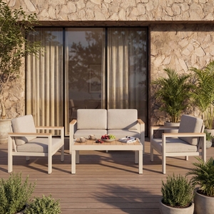 Ensemble de canapés de patio en aluminium à expédition rapide depuis l'entrepôt américain, 5 <span class=keywords><strong>places</strong></span> avec fauteuils assortis - Product Image 1