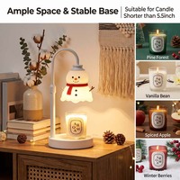 Lampe chauffe-bougie Bonhomme de neige de Noël à hauteur réglable, Lampe à fond de cire sans flamme pour aromathérapie, Idéal comme cadeau de fêtes