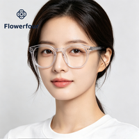 Montures de lunettes rondes en acétate Flowerfour FFM3007 Tortoise pour adultes, montures optiques rétro à monture complète, style vintage