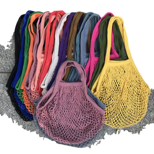 Tas belanja jala dapat digunakan kembali tas Tote tali katun organik tas belanja jaring produksi dengan pegangan panjang untuk penyimpanan sayuran buah - Product Image 2