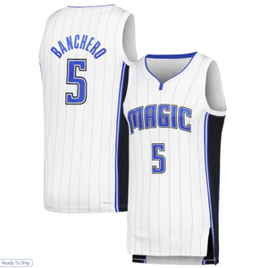 Vente en gros personnalisée <span class=keywords><strong>Orlando</strong></span> <span class=keywords><strong>Magic</strong></span> # 5 # <span class=keywords><strong>Maillot</strong></span> de basket-ball gris édition City en maille poly, unisexe, adulte, manches courtes, transfrontalier - Product Image 5