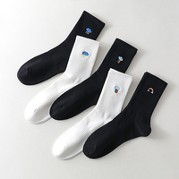 Chaussettes de sport en coton brodées avec logo noir, prix d'usine, chaussettes personnalisées pour hommes