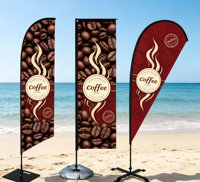Drapeau à plumes personnalisé avec logo, drapeau de plage personnalisé pour la promotion de la marque et les campagnes promotionnelles, en tissu polyester durable