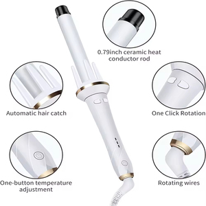 Fer à boucler professionnel en céramique rose, chauffage électrique automatique, à ions négatifs, pour femmes, vente en gros à prix abordable - Product Image 6