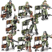 Bloques de Construcción Militares de Plástico con Minifiguras de Partículas Pequeñas, 40 Piezas, Escena de Ensamblaje, Modelo de Soldado Articulado, Adornos para Niños