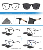 Lunettes de vue rectangulaires fines à clipser avec verres polarisés UV400 TAC, branches en acétate et métal, vente en gros personnalisée