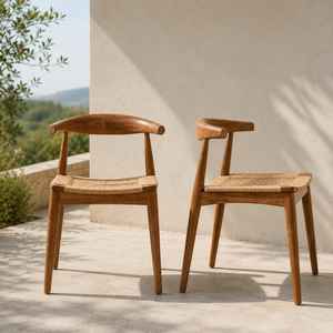 Chaise de salle à manger ergonomique Barry avec assise en teck tressé - Design moderne pour une utilisation en extérieur dans les hôtels, les parcs et les appartements - Product Image 6