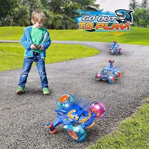 Coche <span class=keywords><strong>de</strong></span> juguete RC todoterreno con luces en las ruedas, modelo Tiburón giratorio 360° <span class=keywords><strong>de</strong></span> 2.4GHz, el más vendido en YouTube - Product Image 3