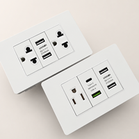 Prise murale américaine standard à 3 prises 10A avec USB Type-C à charge rapide, panneau PC, prise électrique personnalisée, directement de l'usine