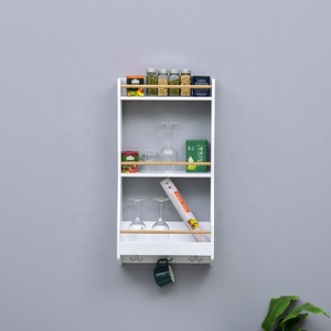 Étagère de rangement murale en bois à 3 niveaux avec protection de clôture et crochets pour organisateur de <span class=keywords><strong>cuisine</strong></span> et de salle de bain - Product Image 4