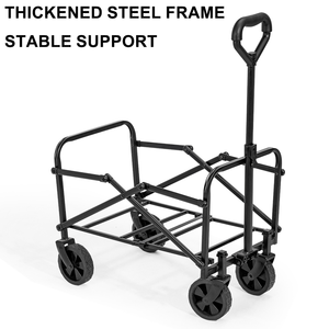 Çıkarılabilir Katlanabilir Çok Amaçlı Alışveriş Arabası Açık Hava Taşınabilir Kamp Arabası OEM Dört Tekerlekli Karbon Çelik Siyah - Product Image 3