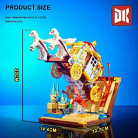 DK7050 Carruaje Volador de Fantasía, Modelo de Escena con Base de Libro, Diorama de Caballo Alado, Coleccionable de Escritorio, Sets de Bloques de Construcción para Montaje DIY