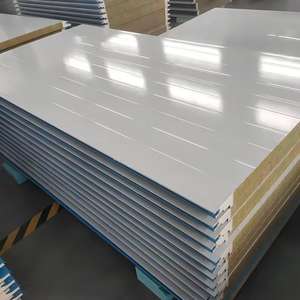 近代的な耐火性環境に優しい防水壁パネルポリウレタンサンドイッチロックウール断熱板5年間保証 - Product Image 1