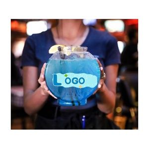 Glass <b>Fish</b> <b>Bowl</b> Shape <b>Fish</b> <b>Bowl</b> Party Cup 42oz 46oz With Straw With Lid Party Event Custom Logo Wholesale - Product Image 2