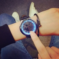 Ailang-montre en cuir unisexe, créative, Concept, arbre de vie, lumière Led, écran tactile, numérique