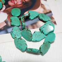 Tranches de pierre de magnésite turquoise TB0100, dalles de pierre turquoise brute, perles focales décoratives