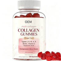 Gummies de collagène à marque privée OEM, 120 unités, avec biotine et vitamine C, saveur grenade et baies, complément alimentaire