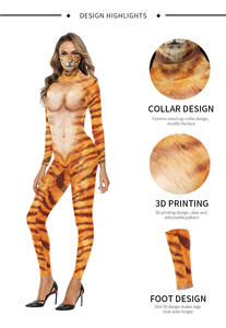 Costume de tigre léopard imprimé numérique tout-en-un pour hommes et femmes Tenue festive de <span class=keywords><strong>couple</strong></span> pour Halloween Holy Echo Character - Product Image 2