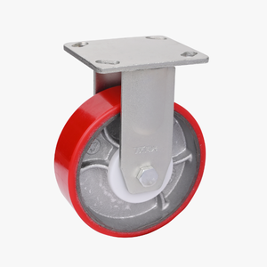 Rodízios Industriais de Alta Resistência 100mm 125mm <span class=keywords><strong>150mm</strong></span> 200mm com Núcleo de Ferro Fundido e Roda de PU Vermelha - Product Image 2
