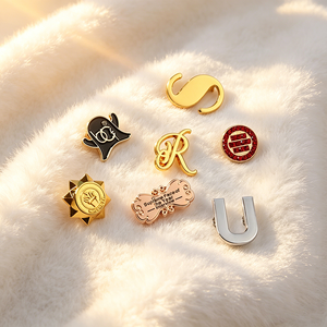Zinc Alloy Custom Logo Brooches Pins Badges Crystal Pearl Jewelry Accessories Factory Wholesale for <b>Coat</b> Scarf Hat OEM ODM - Product Image 1