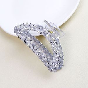 Pince à cheveux creuse de 9 cm avec strass scintillants et perles pour femmes et filles, pince requin en résine acétate acrylique, décoration capillaire pour fêtes - Product Image 3
