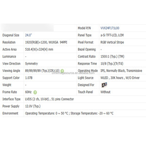 หน้าจอ LCD ของแท้ใหม่เอี่ยม ขนาด 24 นิ้ว 1920*1200 โมดูลจอแสดงผลคริสตัลเหลวคุณภาพสูง VVX24F171L00 จอ LCD - Product Image 3
