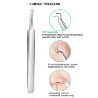 Kit de pincettes pour dissolvant de points noirs incurvé pour le visage