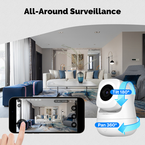 Caméra intelligente WiFi MOES Tuya pour intérieur, 3MP HD, panoramique 360° °   Inclinaison 180° °   Surveillance à domicile Compatible avec Alexa <span class=keywords><strong>Google</strong></span> Home - Product Image 3