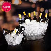Refroidisseur de seau à glace en plastique acrylique de champagne en plastique personnalisé d'intérieur pour la bière