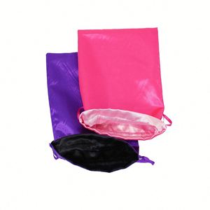 Bolsas de Satén con Cordón y Logotipo Personalizado, Bolsas de Doble Capa para Pelucas, Regalo de Navidad, para Empacar Extensiones de Cabello - Product Image 2