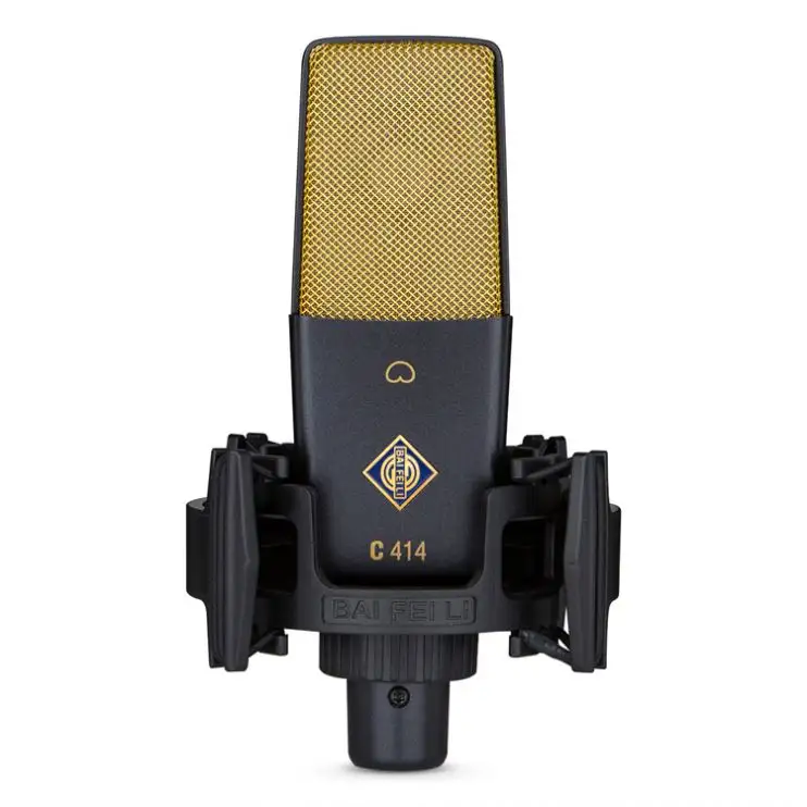 BAIFEILI C-414 34 mm großes Membran Metall Handmikrofon Kondensator tragbares Studio Aufnahme Tonkarte XLR Telefon-Studio