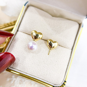 Accesorios de Plata S925 para DIY con Perlas, Soporte Vacío para Pendientes Estilo Amor con Cuentas de 7-10mm, Colección 2022 - Product Image 2