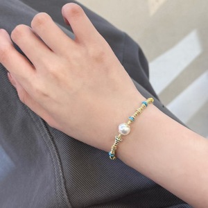 Turquoise Starry Sky Freshwater <b>Pearl</b> <b>Bracelet</b> with Quartz Exquisite Retro Beaded Jewelry <b>for</b> <b>Women</b> European American Style - Product Image 4