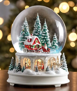 Caja de música artesanal de resina 2025 personalizada, decoración navideña, globo de nieve de Papá Noel personalizado - Product Image 1