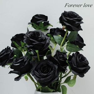 Flores artificiales de aspecto Real, rosas Artifi de espuma negra, rosas negras y rojas para ramos de boda artesanales, centros de mesa para fiestas - Product Image 5