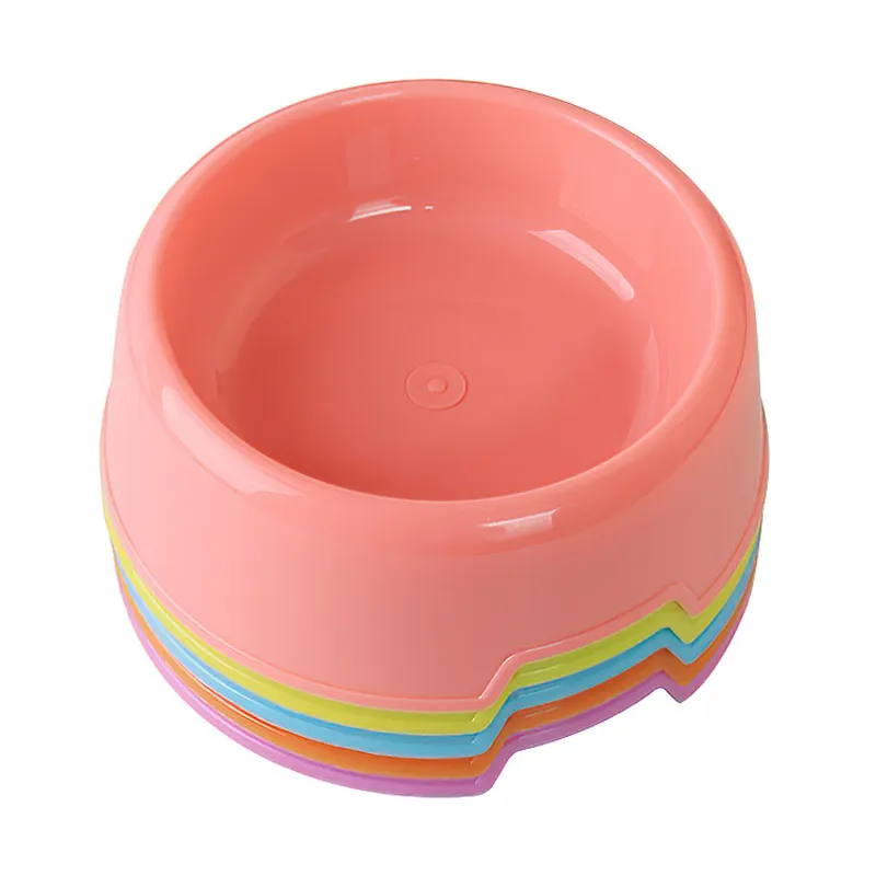 Pet Dog Bowls Plastic Bowl Durable Pet Feeding Supplies Dish Feeder Cat Puppy Feeding Dish Round Random Color Plastic Bowl