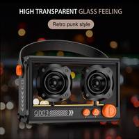 Speaker Karaoke Bluetooth Transparan Punk TWS Stereo dengan Pemutar Kartu USB TF dan Mikrofon